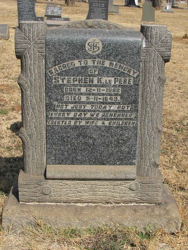 PERE Stephen K., le 1882-1943