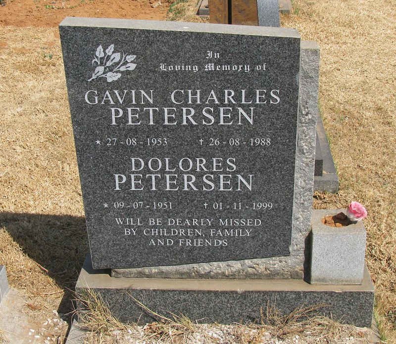 PETERSEN Gavin Charles 1953-1988 &amp; Dolores 1951-1999