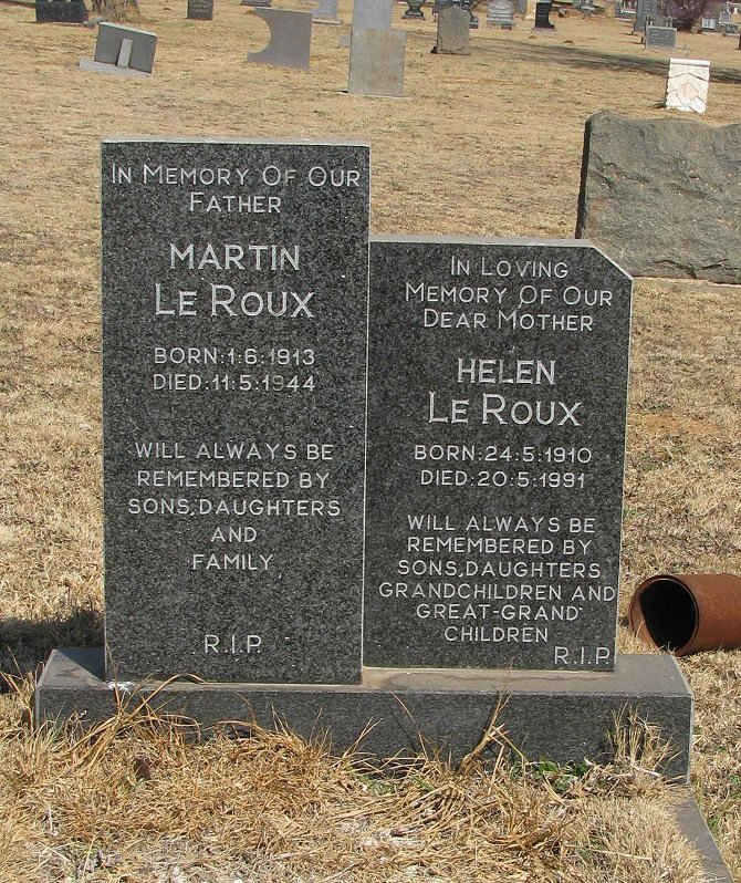 ROUX Martin, le 1913-1944 &amp; Helen 1910-1991
