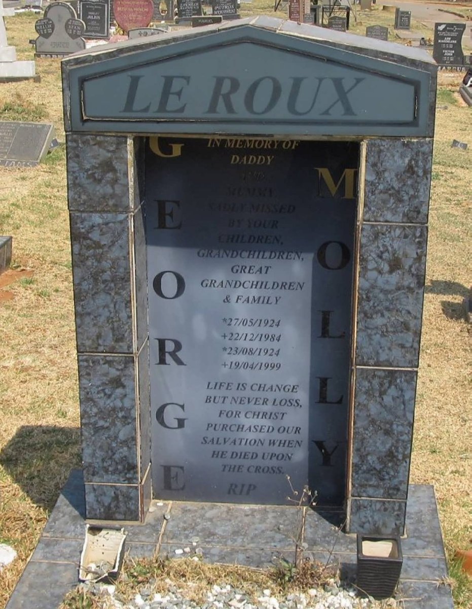 ROUX George, le 1924-1984 &amp; Molly 1924-1999