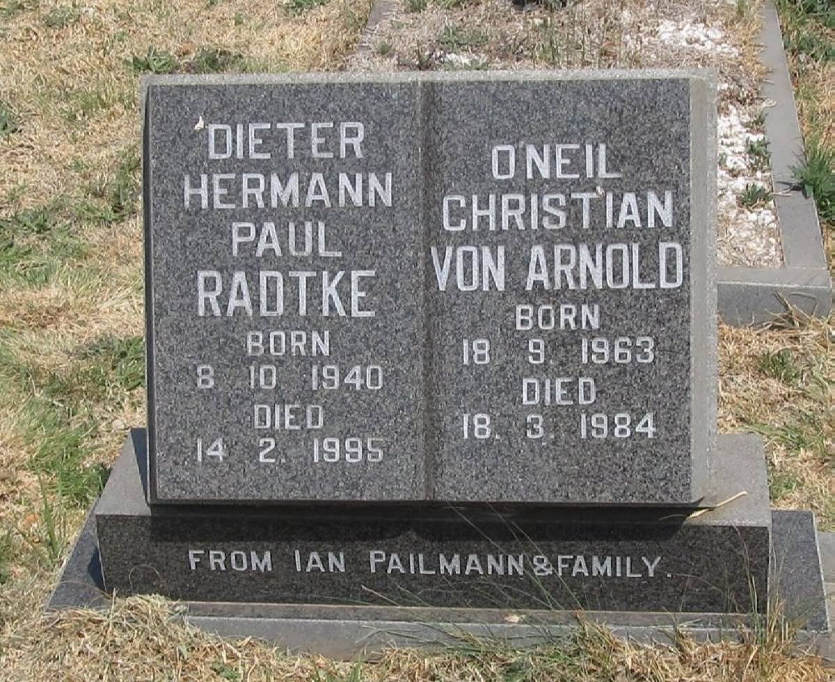 RADTKE Dieter Hermann Paul 1940-1995 :: VON ARNOLD O'Neil Christian 1963-1984