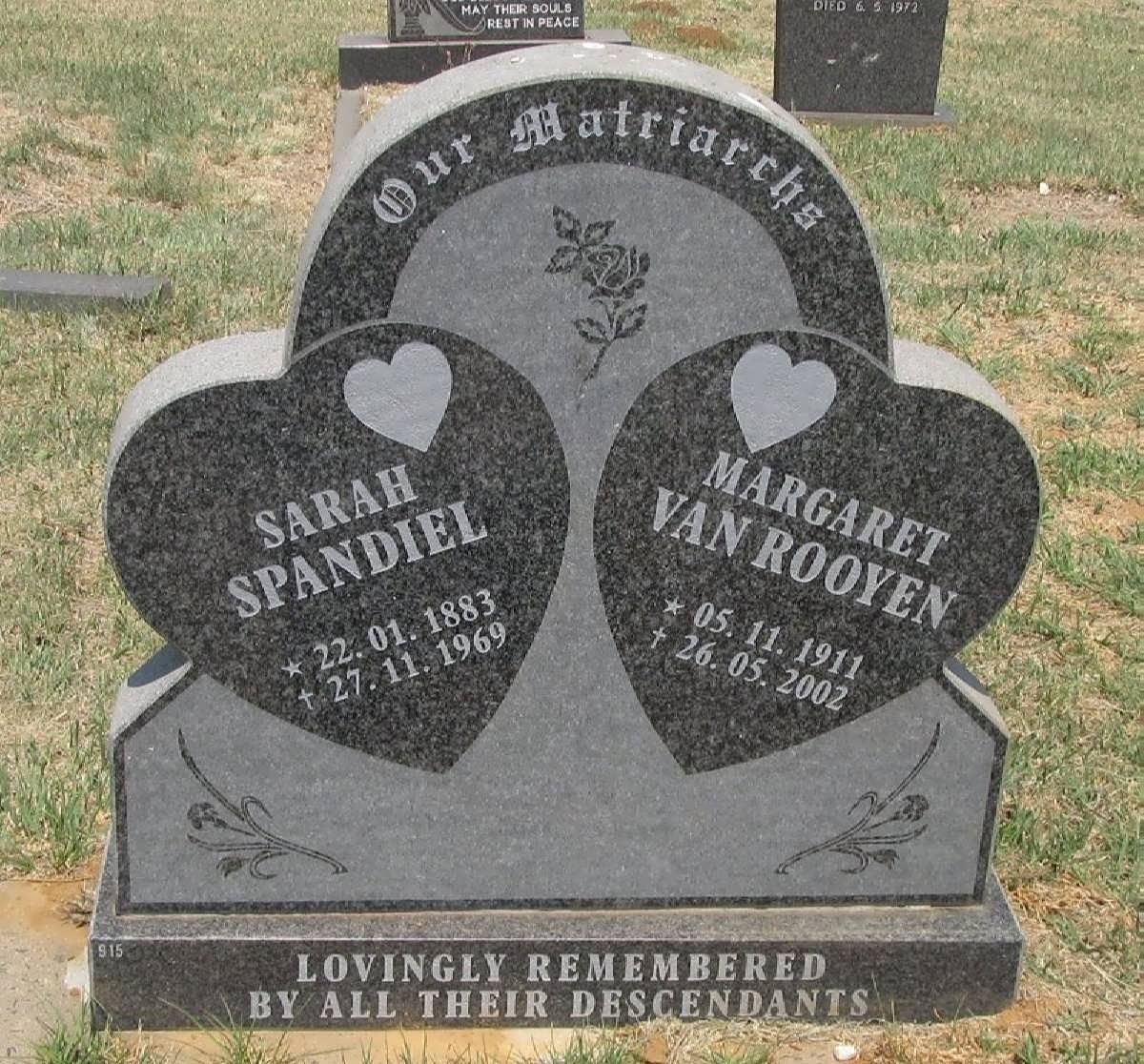 SPANDIEL Sarah 1883-1969 :: VAN ROOYEN Margaret 1911-2002