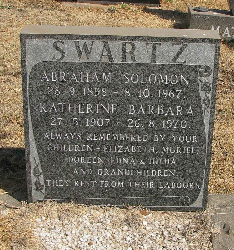 SWARTZ Abraham Solomon 1898-1967 &amp; Katherine Barbara 1907-1970