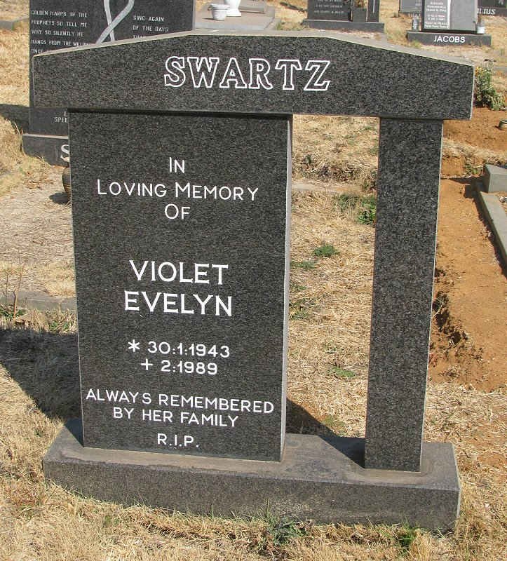 SWARTZ Violet Evelyn 1943-1989