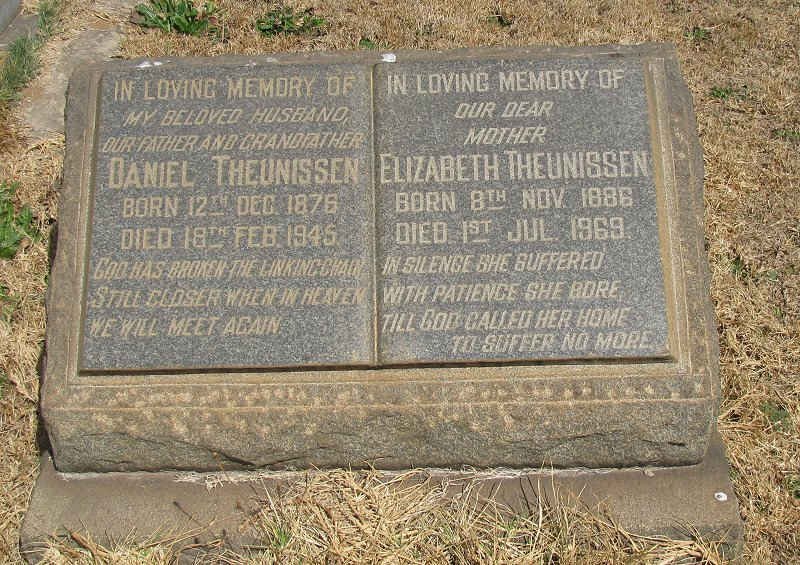 THEUNISSEN Daniel 1876-1945 &amp; Elizabeth 1886-1969