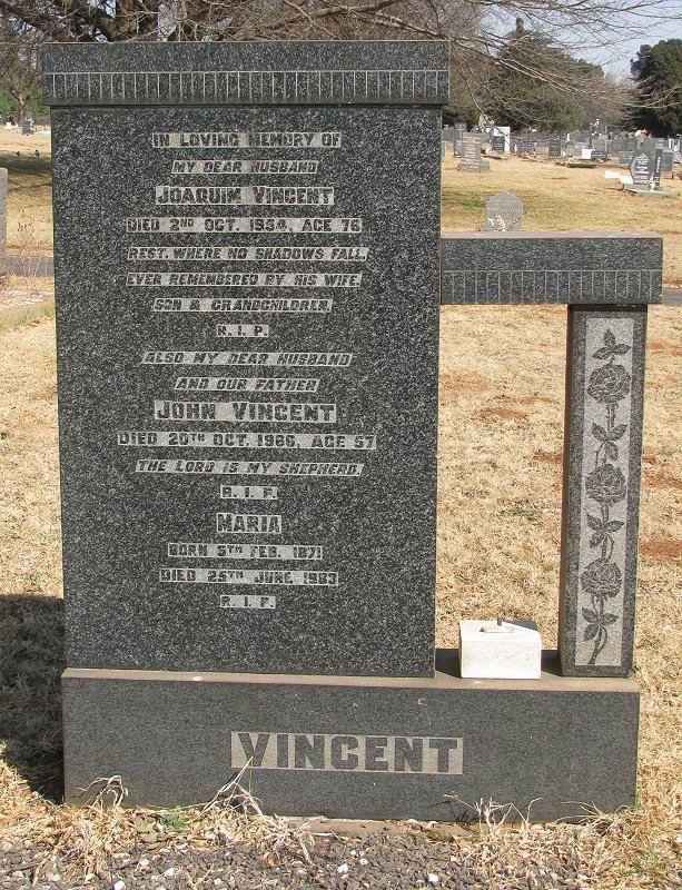 VINCENT Joaquim -1954 &amp; Maria 1871-1983 :: VINCENT John -1966