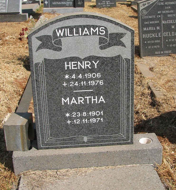 WILLIAMS Henry 1906-1976 &amp; Martha 1901-1971