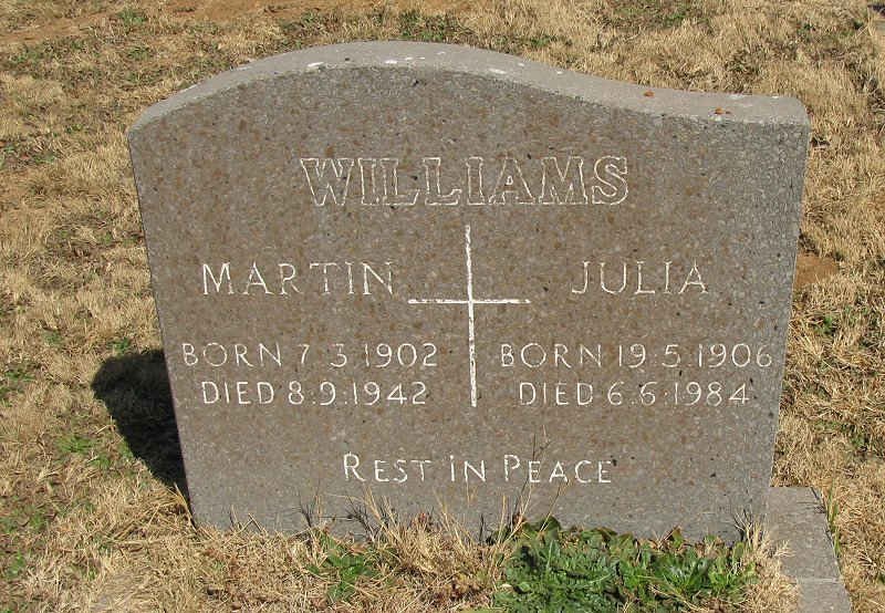 WILLIAMS Martin 1902-1942 &amp; Julia 1906-1984