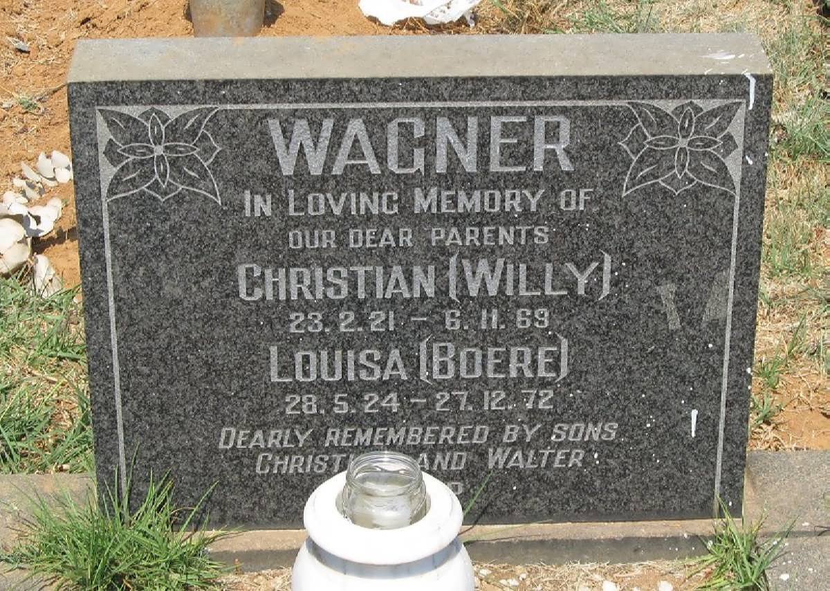 WAGNER Christian 1921-1969 &amp; Louisa BOERE 1924-1972
