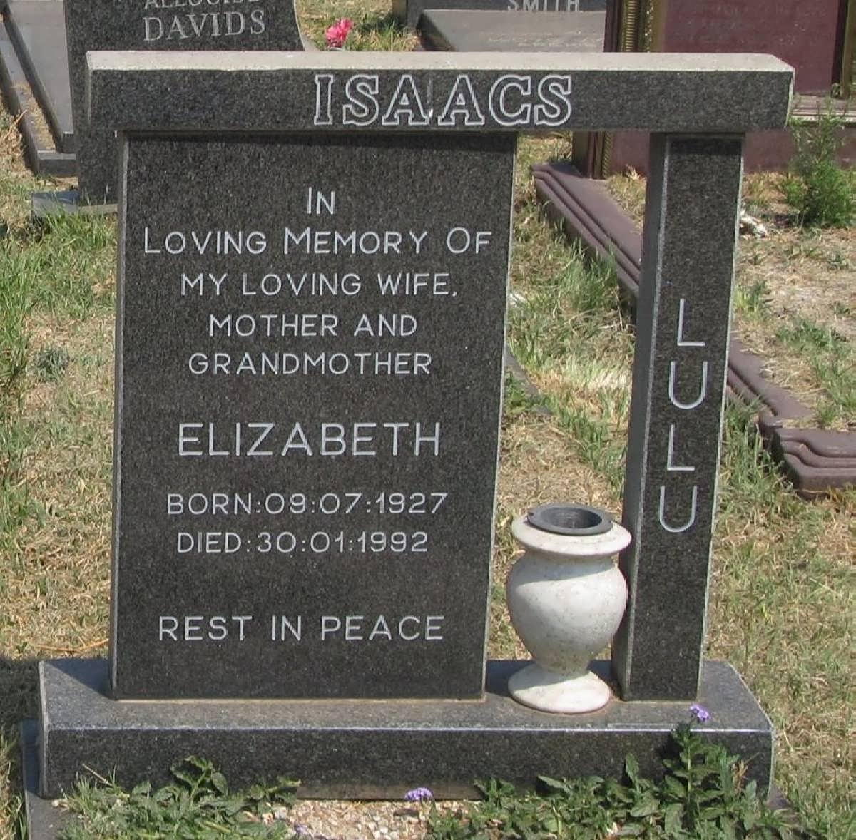 ISAACS Elizabeth 1927-1992
