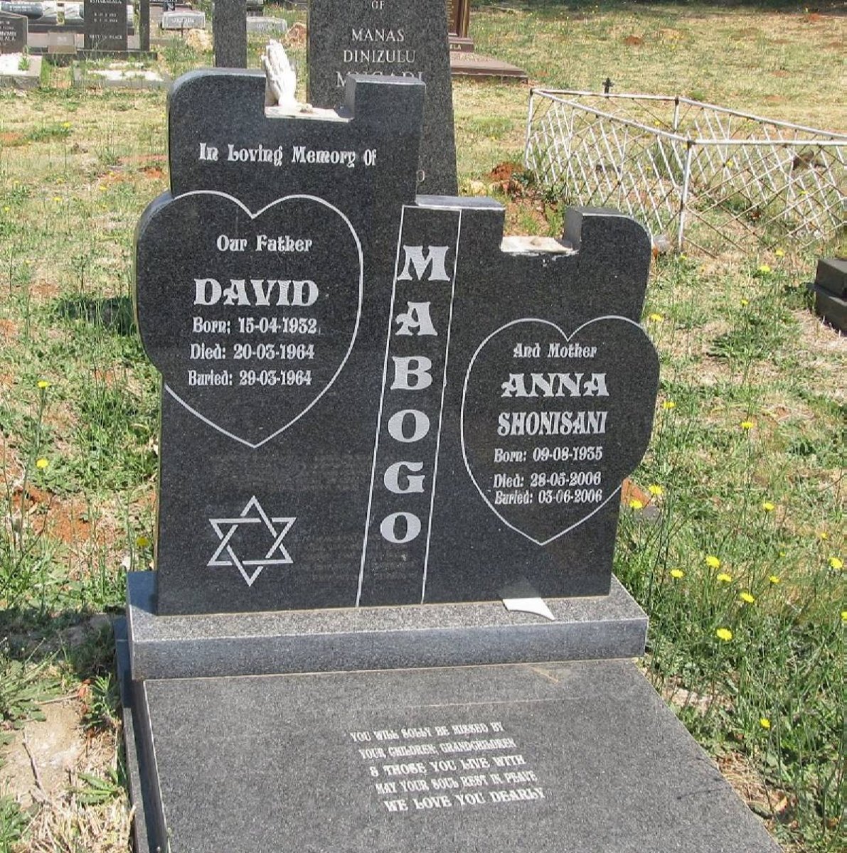 MABOGA David 1932-1964 &amp; Anna SHONISANI 1935-2006
