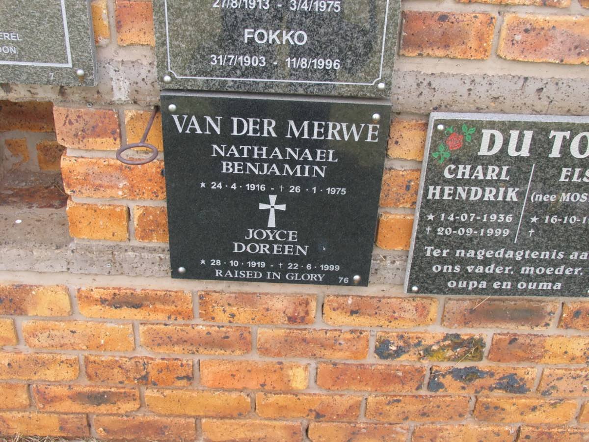 MERWE Nathanael Benjamin, van der 1916-1975 &amp; Joyce Doreen 1919-1999