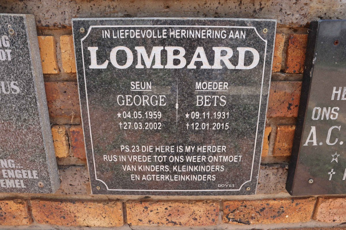 LOMBARD Bets 1931-2015 :: LOMBARD George 1959-2002