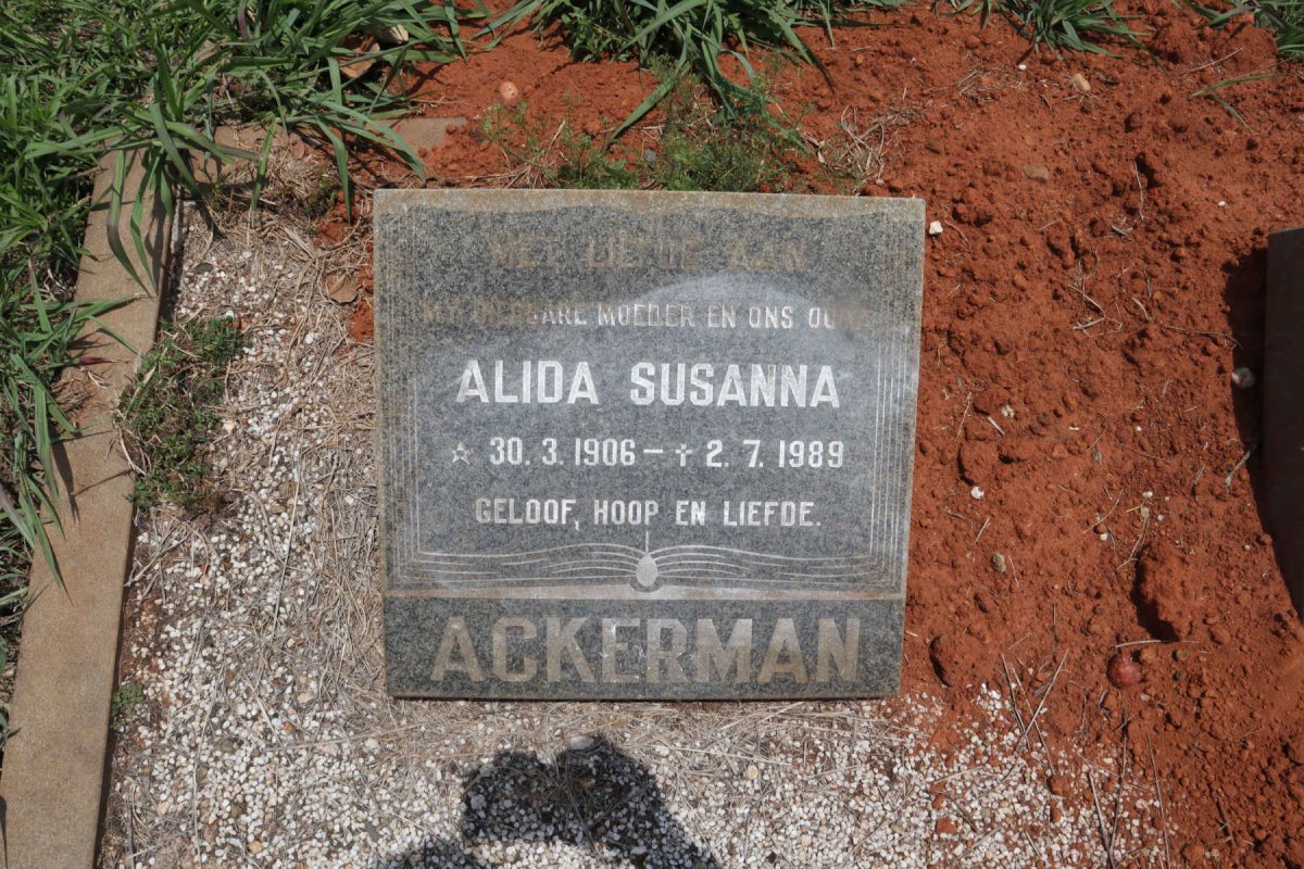 ACKERMAN Alida Susanna 1906-1989