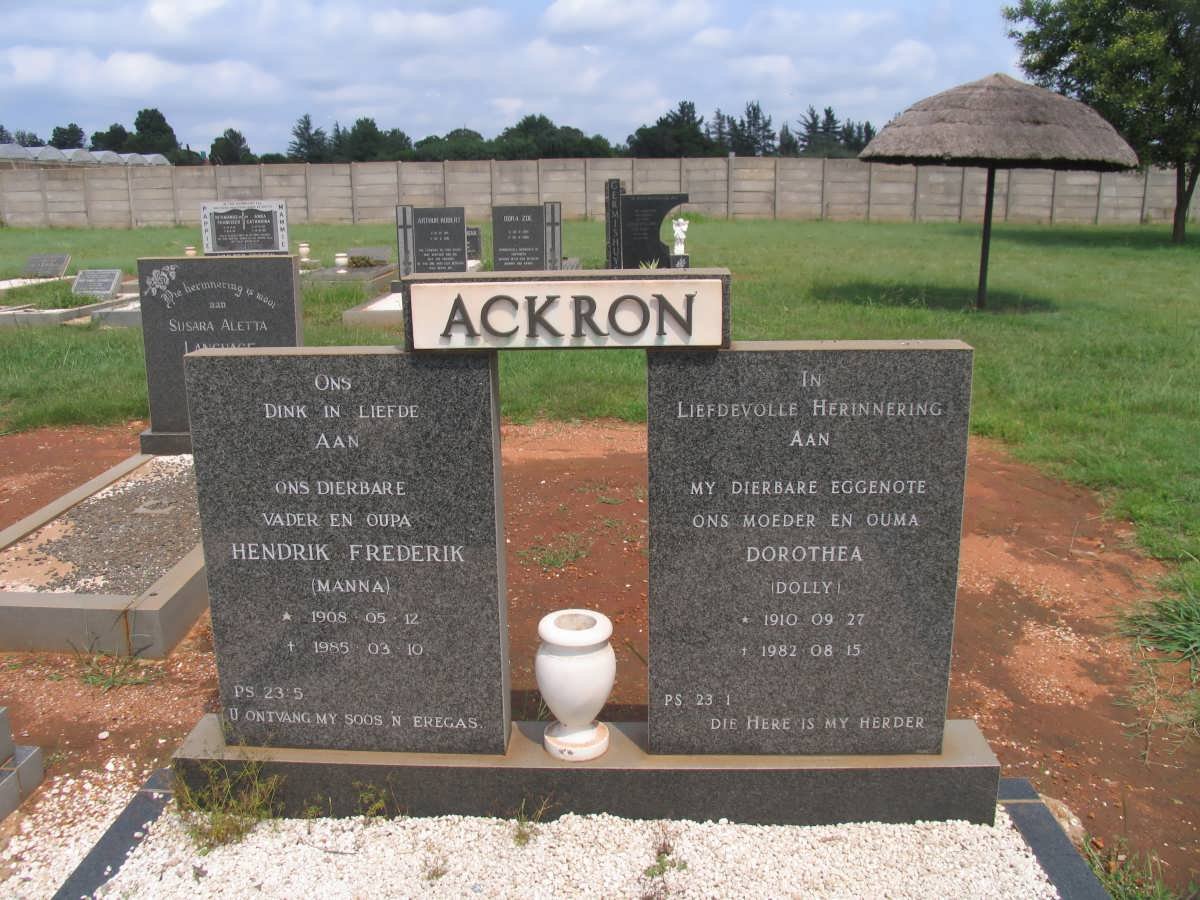 ACKRON Hendrik Frederik 1908-1995 &amp; Dorothea 1910-1982