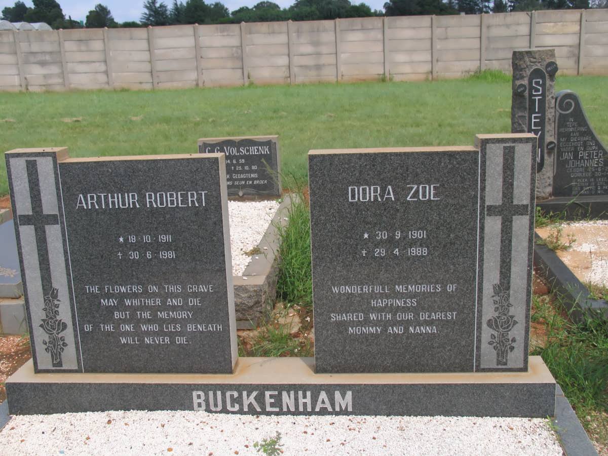 BUCKENHAM Arthur Robert 1911-1981 &amp; Dora Zoe 1901-1988