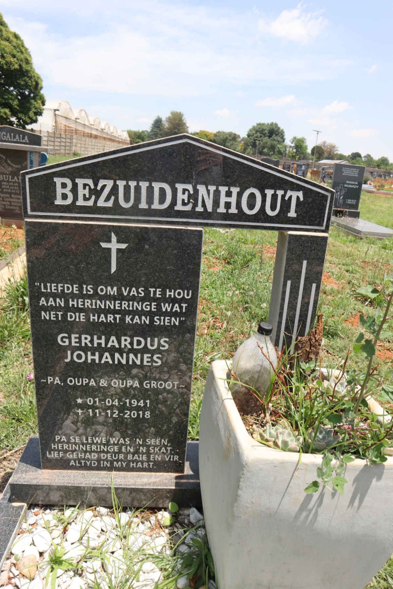 BEZUIDENHOUT Gerhardus Johannes 1941-2018