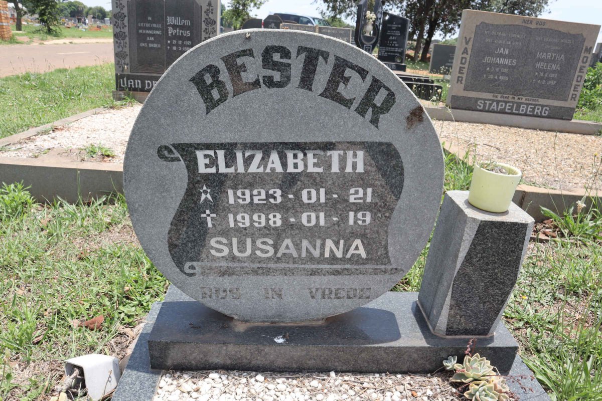 BESTER Elizabeth Susanna 1923-1998