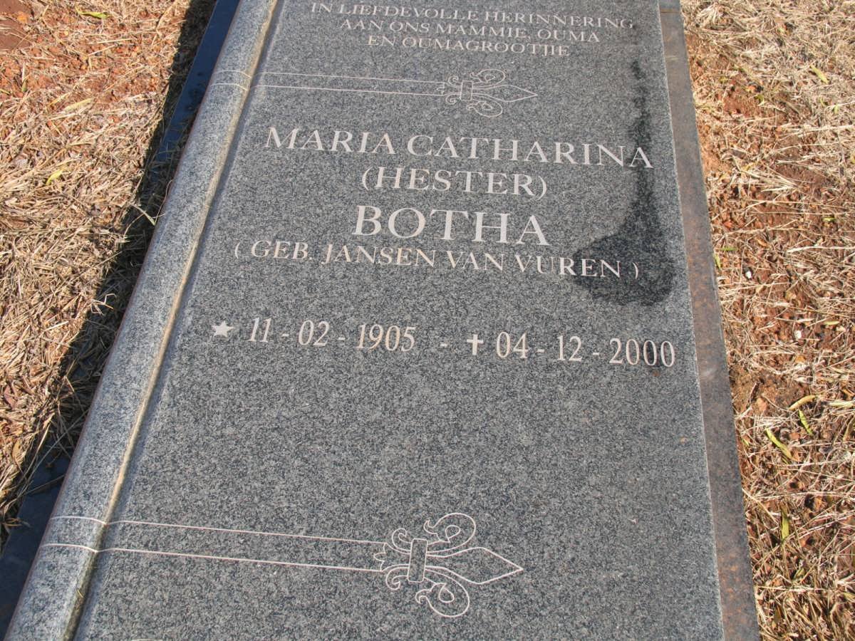 BOTHA Maria Catharina nee JANSEN VAN VUREN 1905-2000