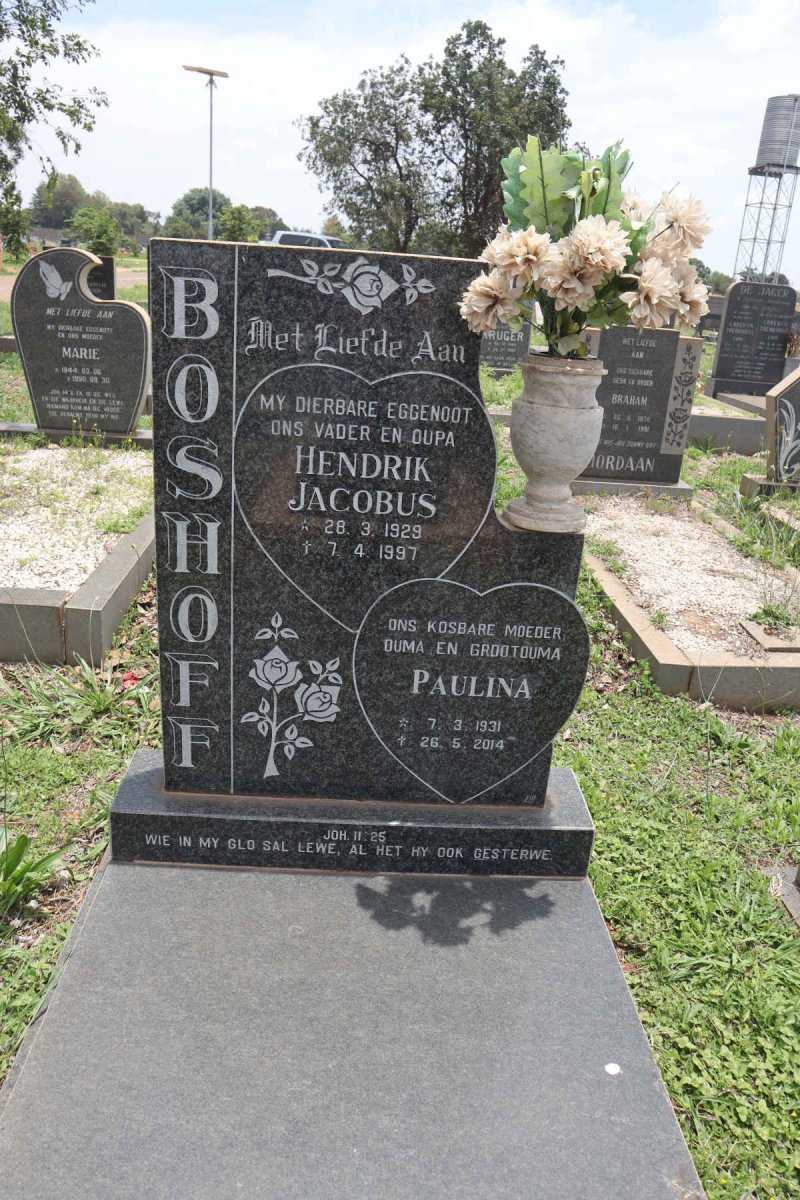 BOSHOFF Hendrik Jacobus 1929-1997 & Paulina 1931-2014