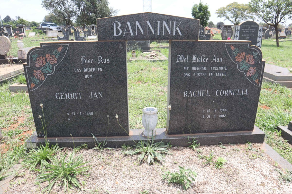 BANNINK Gerrit Jan 1940- & Rachel Cornelia 1944-1992