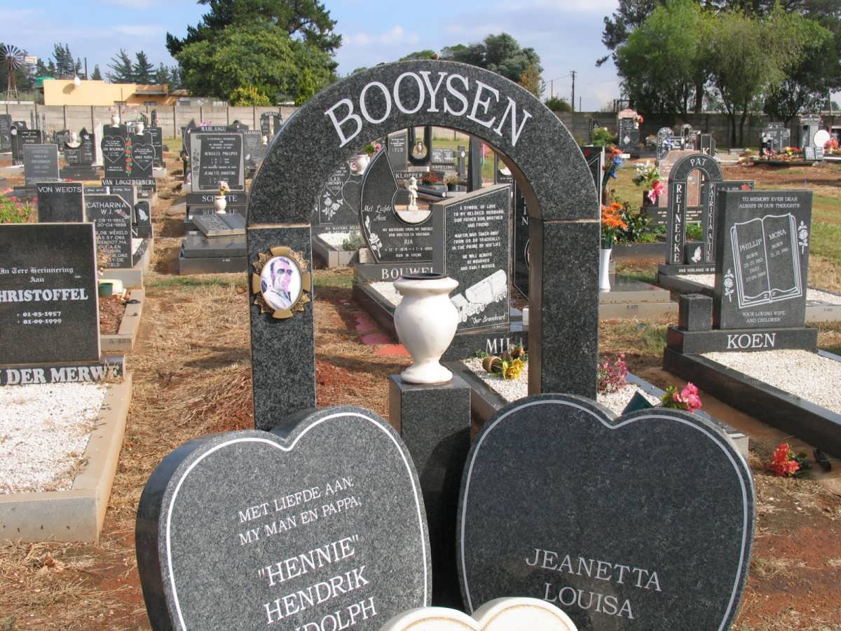BOOYSEN Hendrik Rudolph 1948-2000 &amp; Jeanetta Louisa 1943