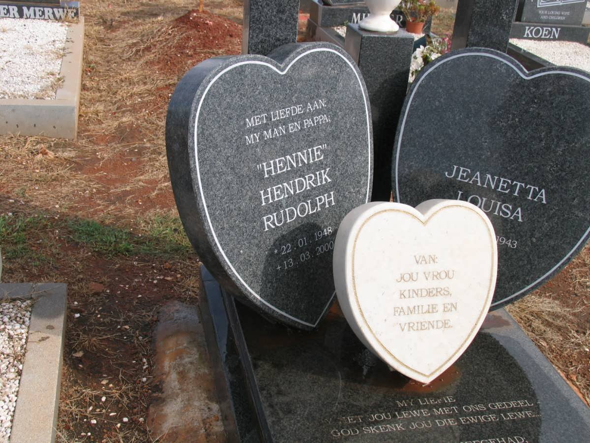 BOOYSEN Hendrik Rudolph 1948-2000 &amp; Jeanetta Louisa 1943-