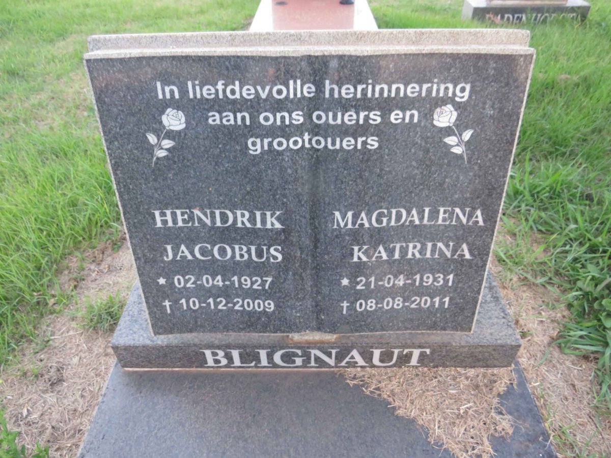 BLIGNAUT Hendrik Jacobus 1927-2009 & Magdalena Katrina 1931-2011