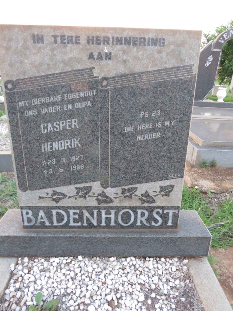 BADENHORST Casper Hendrik 1927-1986