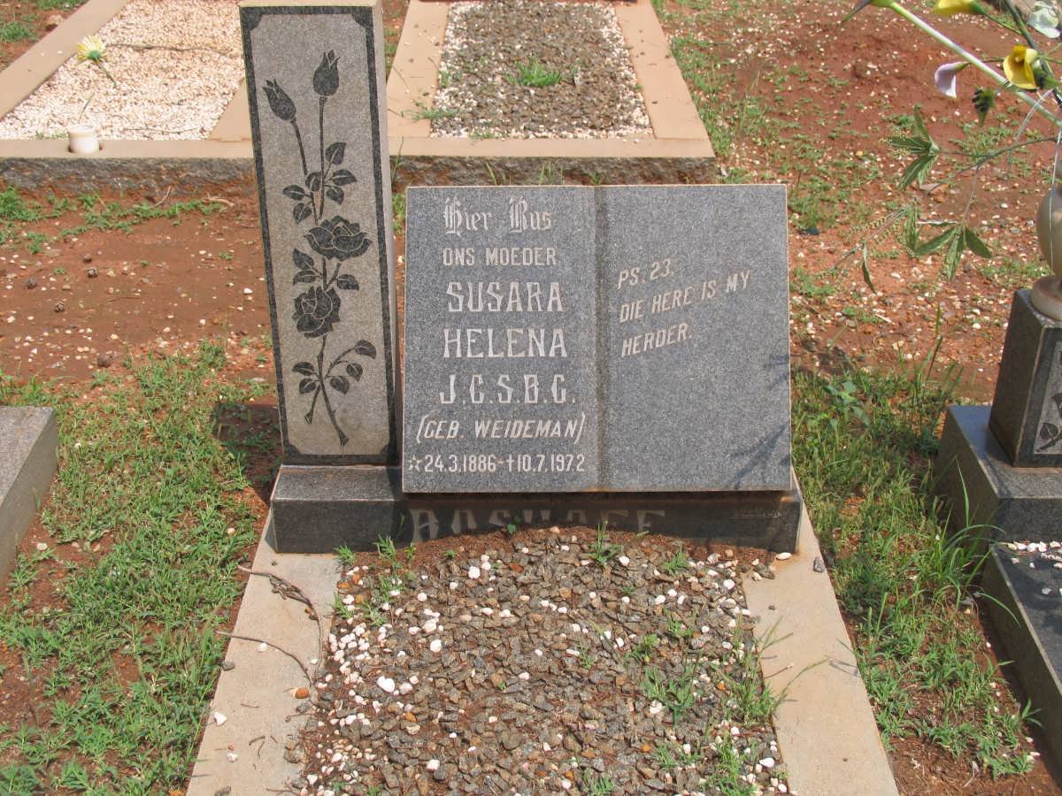 BOSHOFF Susara Helena J.C.S.B.C. nee WEIDEMAN 1886-1972