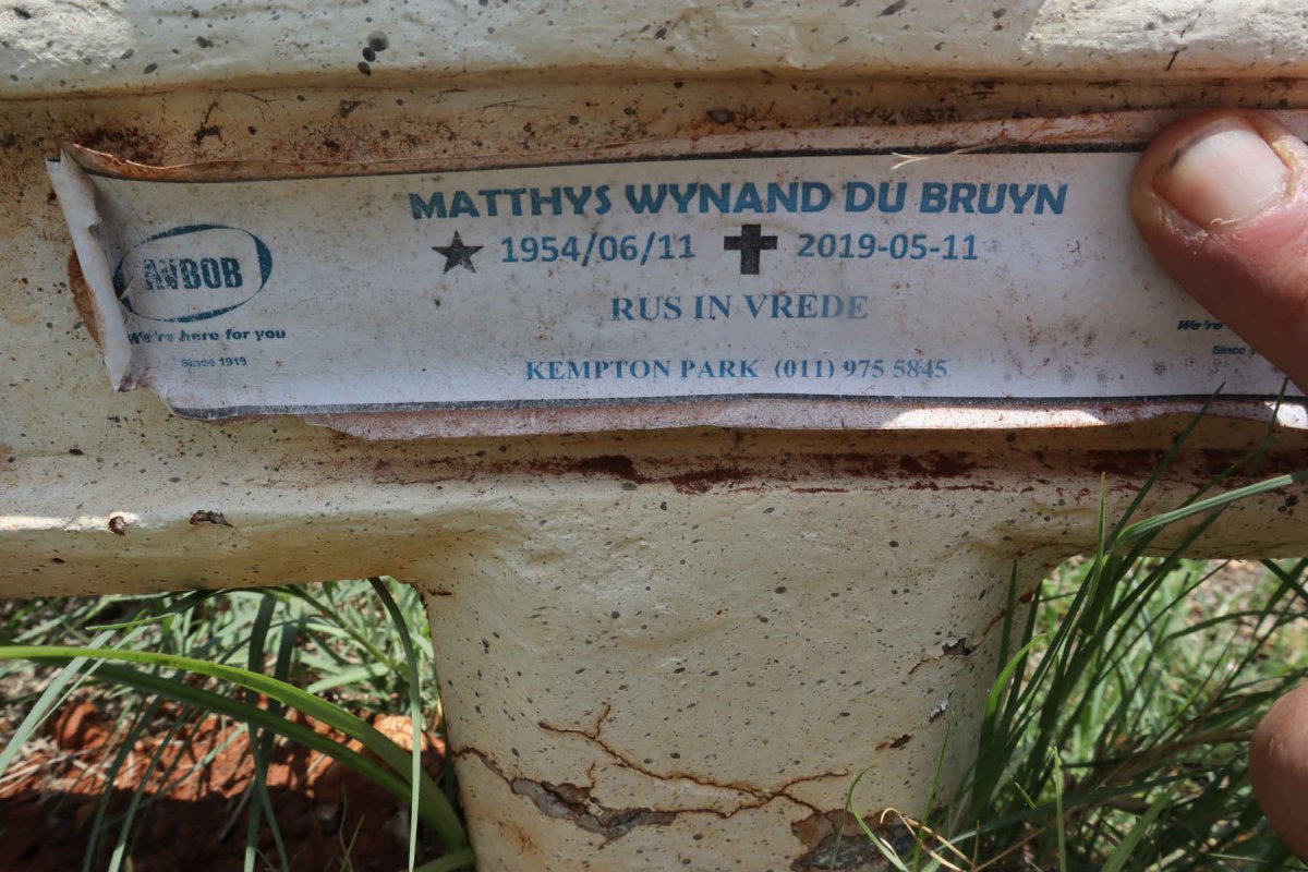 BRUYN Matthys Wynand, du 1954-2019