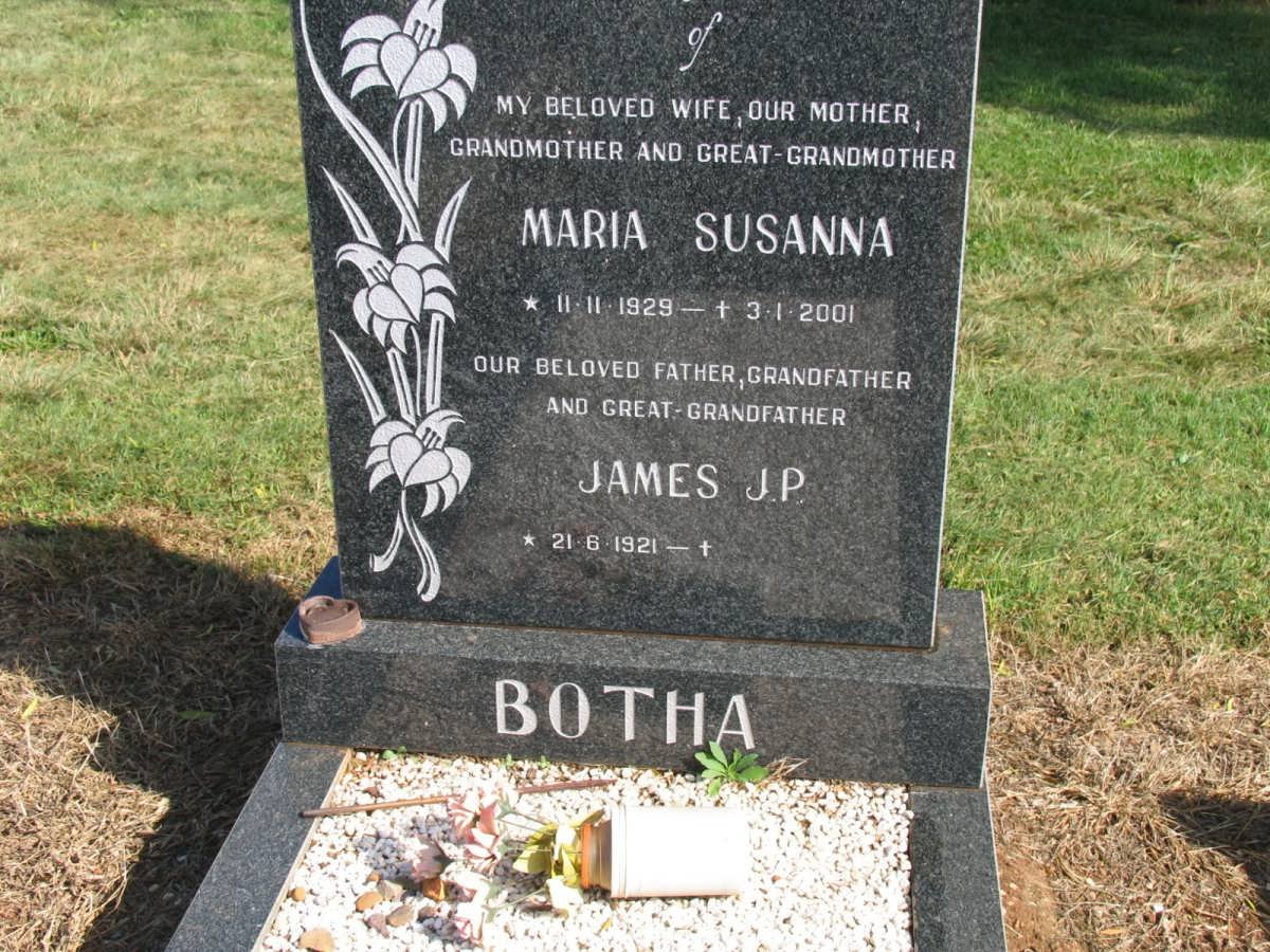 BOTHA James J.P. 1921-  &amp; Maria Susanna 1929-2001