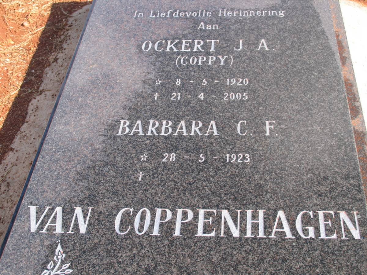COPPENHAGEN Ockert J.A., van 1920-2005 &amp; Barbara C.F. 1923-