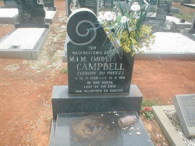 CAMPBELL M.I.M. nee DU PREEZ 1928-1991