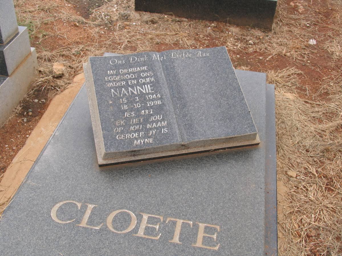 CLOETE Nannie 1944-1998