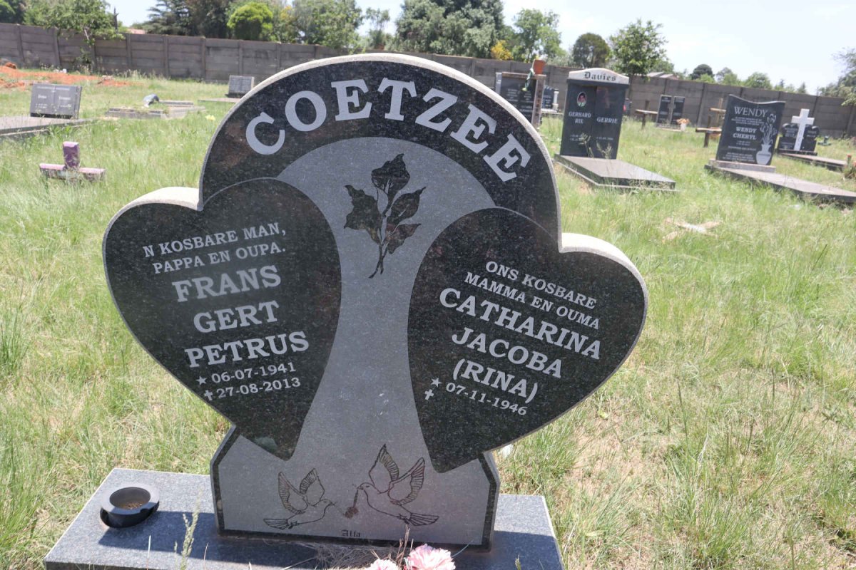COETZEE Frans Gert Petrus 1941-2013 & Catharina Jacoba 1946- 