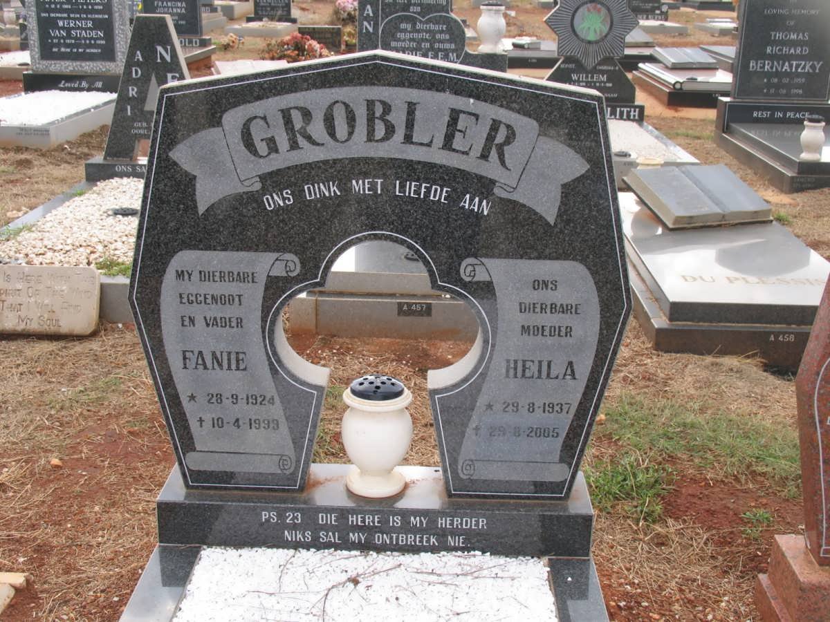 GROBLER Fanie 1924-1999 &amp; Heila 1937-2005