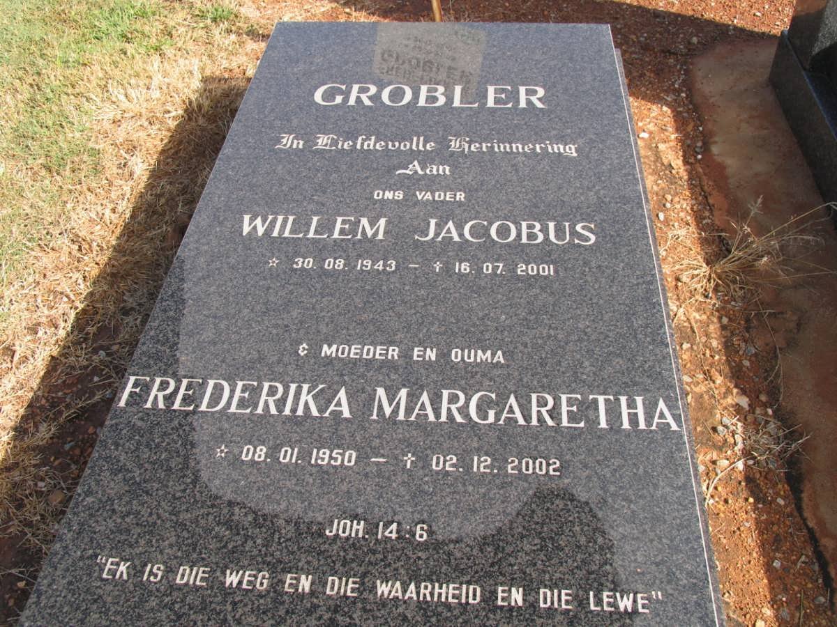 GROBLER Willem Jacobus 1943-2001 &amp; Frederika Margaretha 1950-2002
