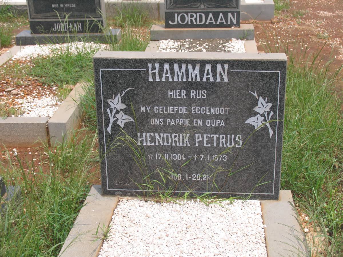 HAMMAN Hendrik Petrus 1904-1973