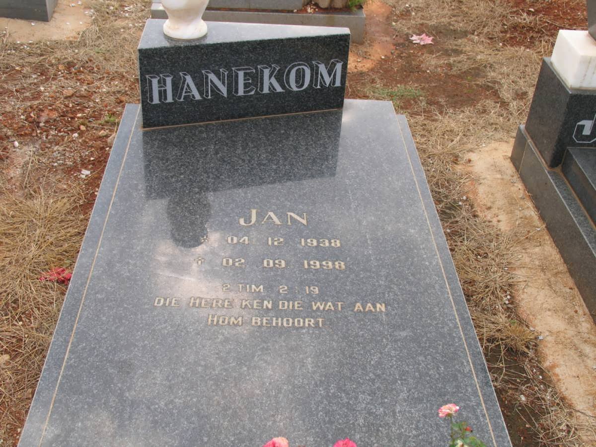 HANEKOM Jan 1938-1998