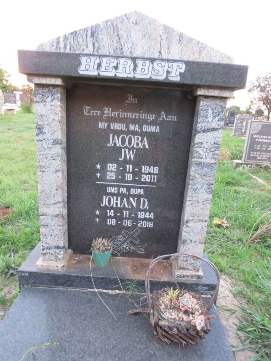 HERBST Johan D. 1944-2018 & Jacoba J.W. 1946-2011