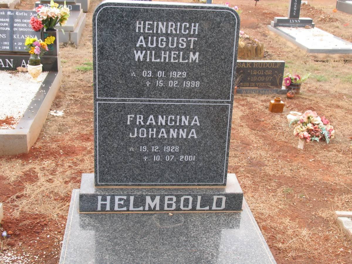 HELMBOLD Heinrich August Wilhelm 1929-1998 &amp; Francina Johanna 1928-2001