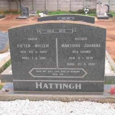 HATTINGH Pieter Willem 1882-1961 &amp; Marthina Johanna GOUWS 1878-1962