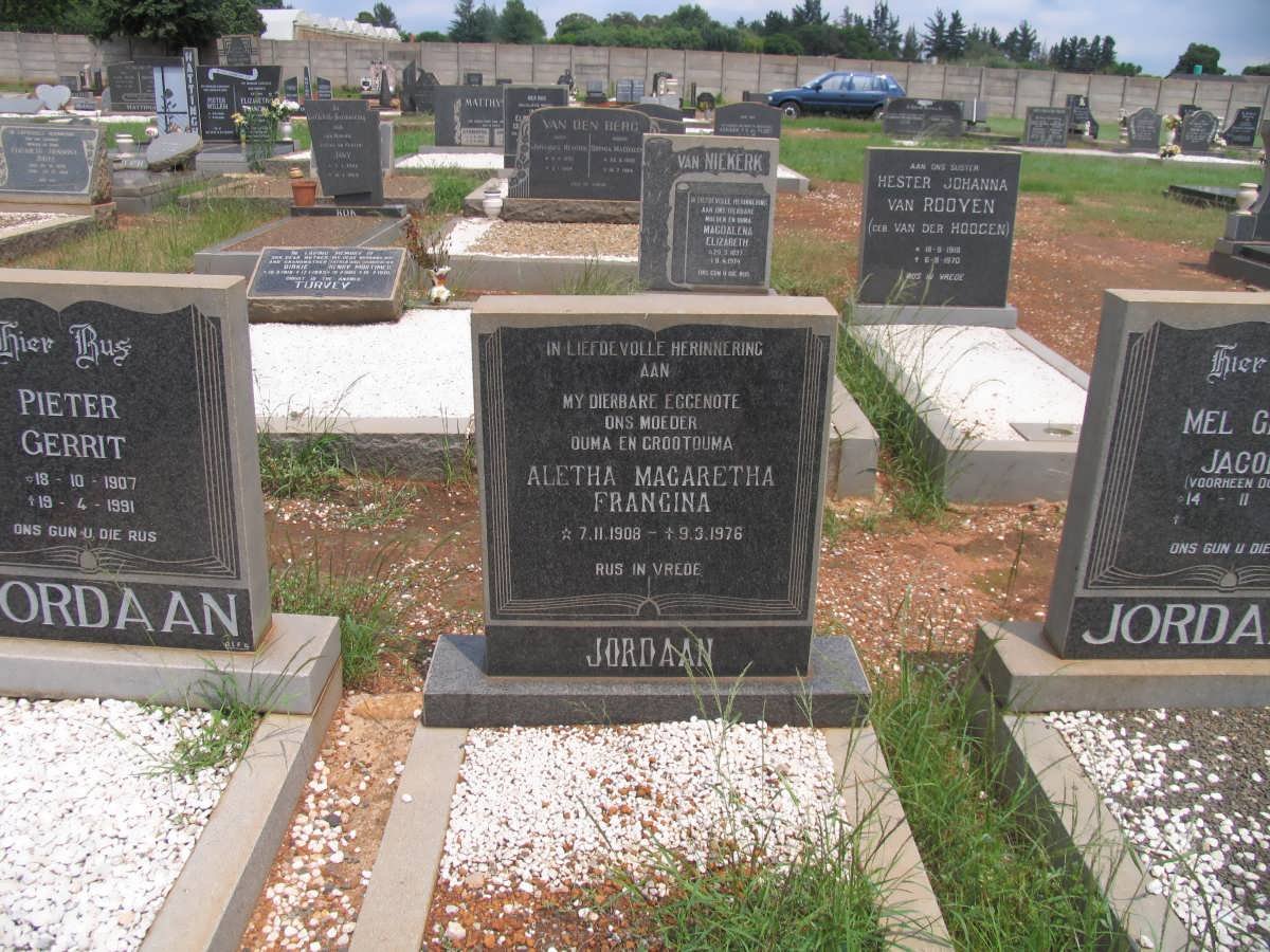 JORDAAN Aletha Magaretha Francina 1908-1976