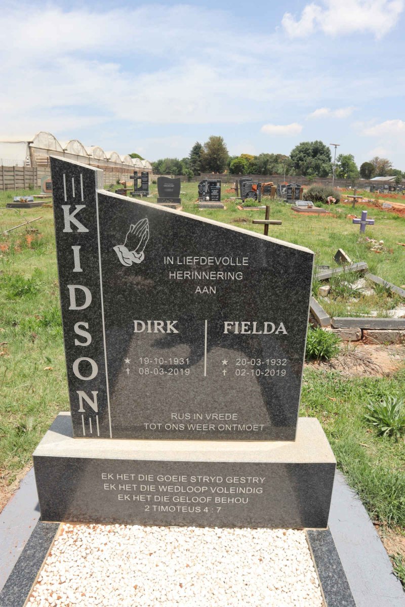 KIDSON Dirk 1931-2019 & Fielda 1932-2019