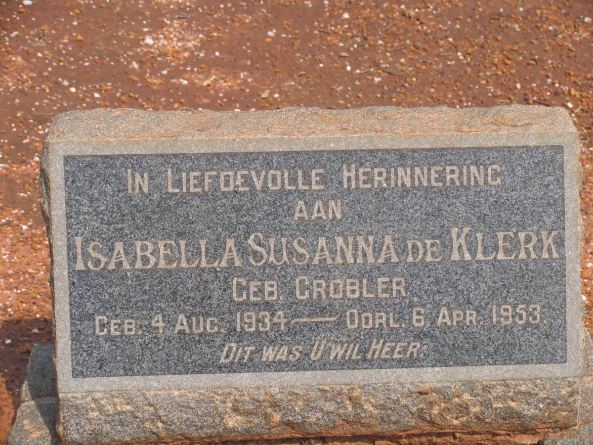 KLERK Isabella Susanna, de nee GROBLER 1934-1953