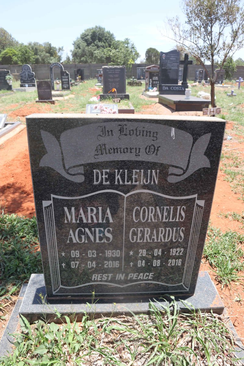 KLEIJN Cornelis Gerardus, de 1922-2016 & Maria Agnes 1930-2016