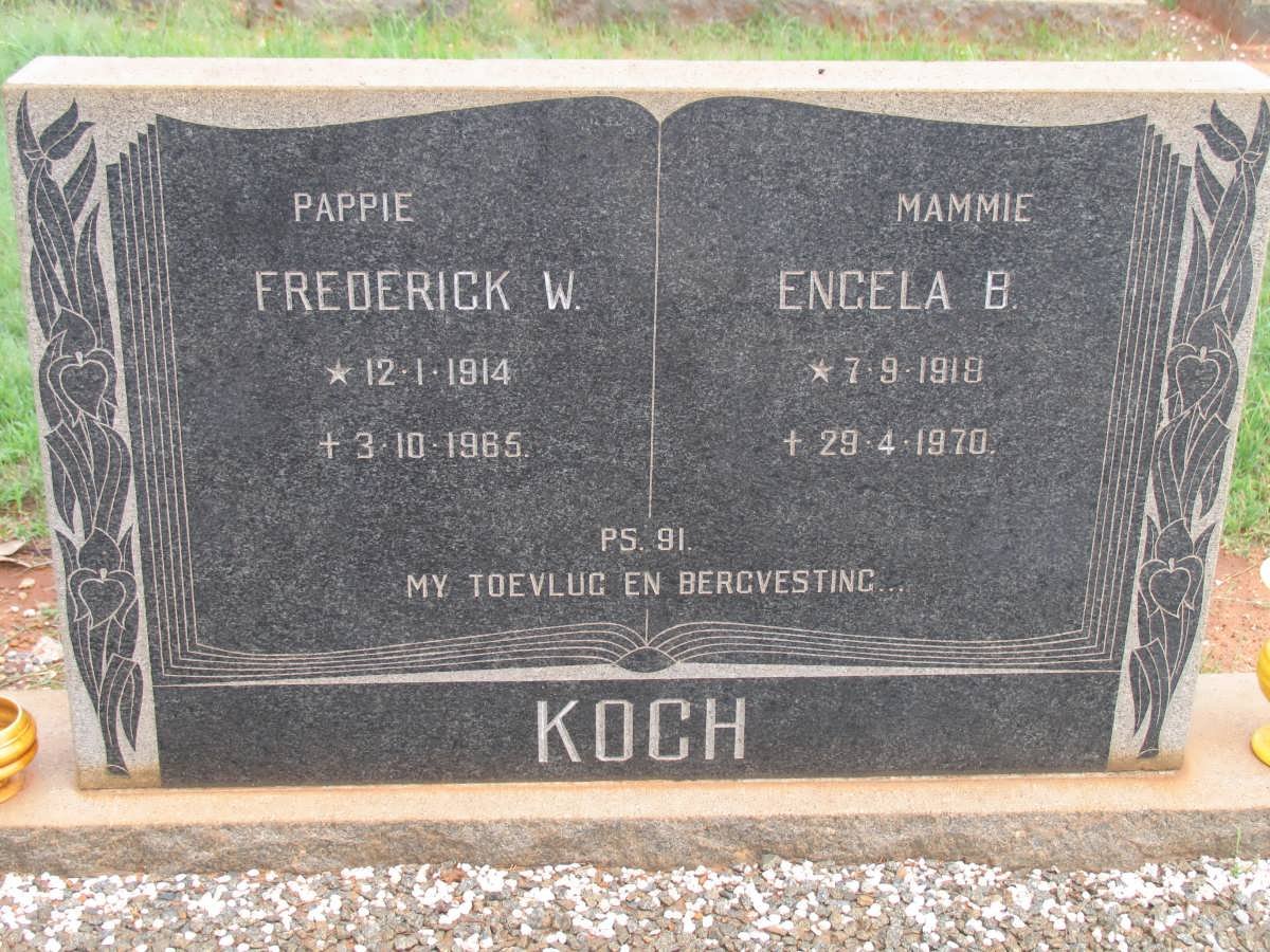 KOCH Frederick W. 1914-1965 &amp; Engela B. 1918-1970