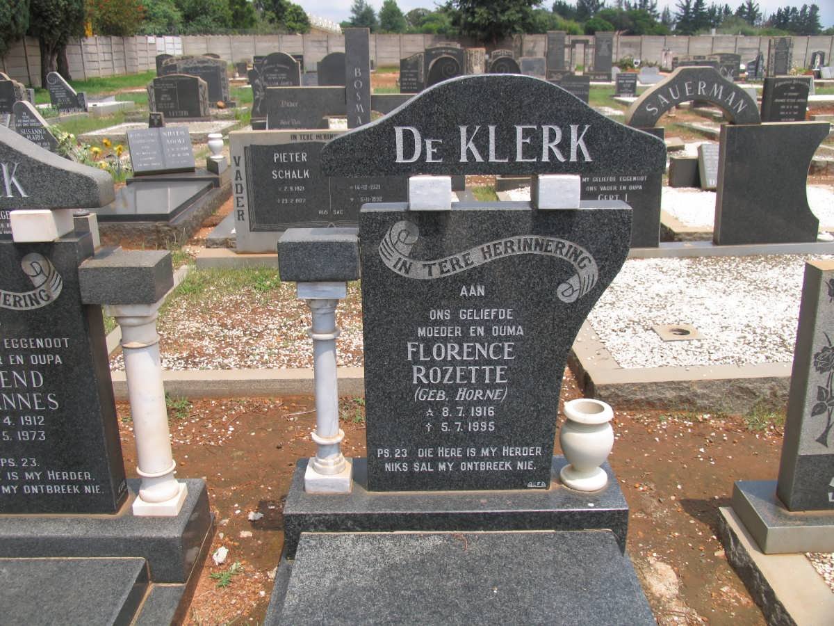 KLERK Florence Rozette, de nee HORNE 1916-1995
