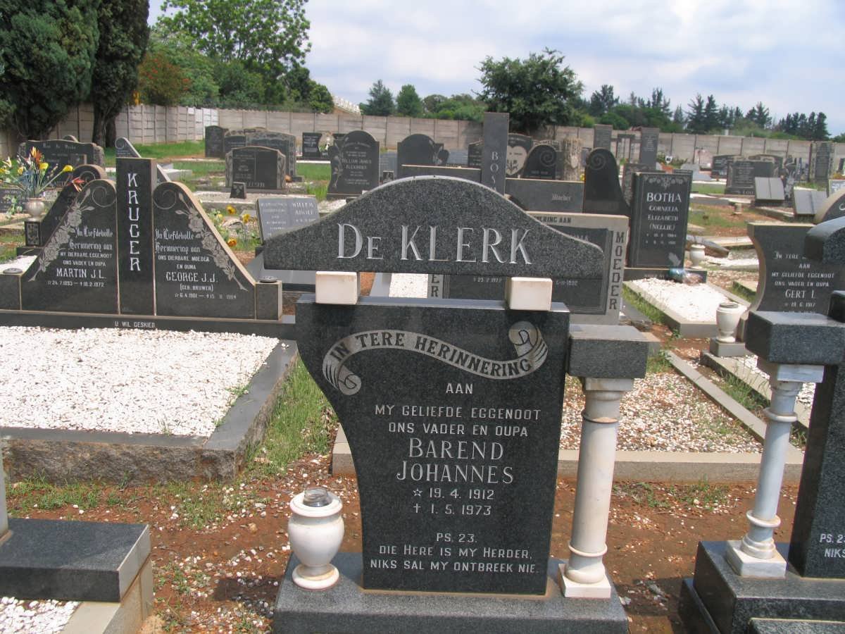 KLERK Barend Johannes, de 1912-1973